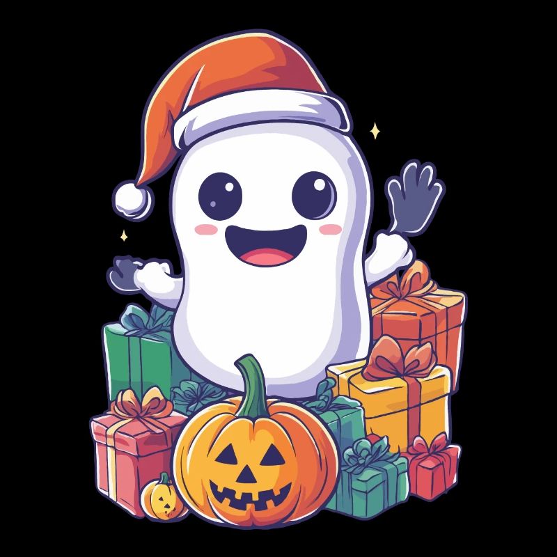 Halloween Gift Ghost with Christmas Hat Decoration