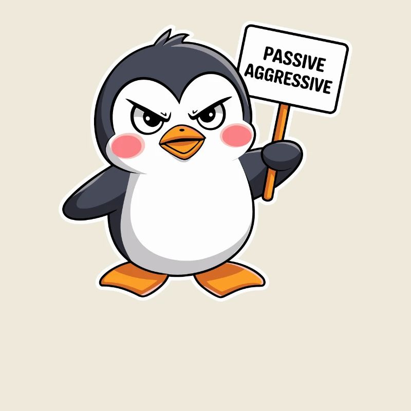 Passiver Aggressiver Pinguin Mit Schild