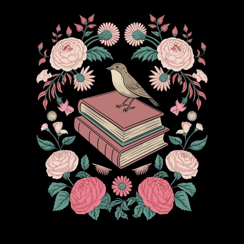Cottagecore Bücher Vogel Blumen Romantik