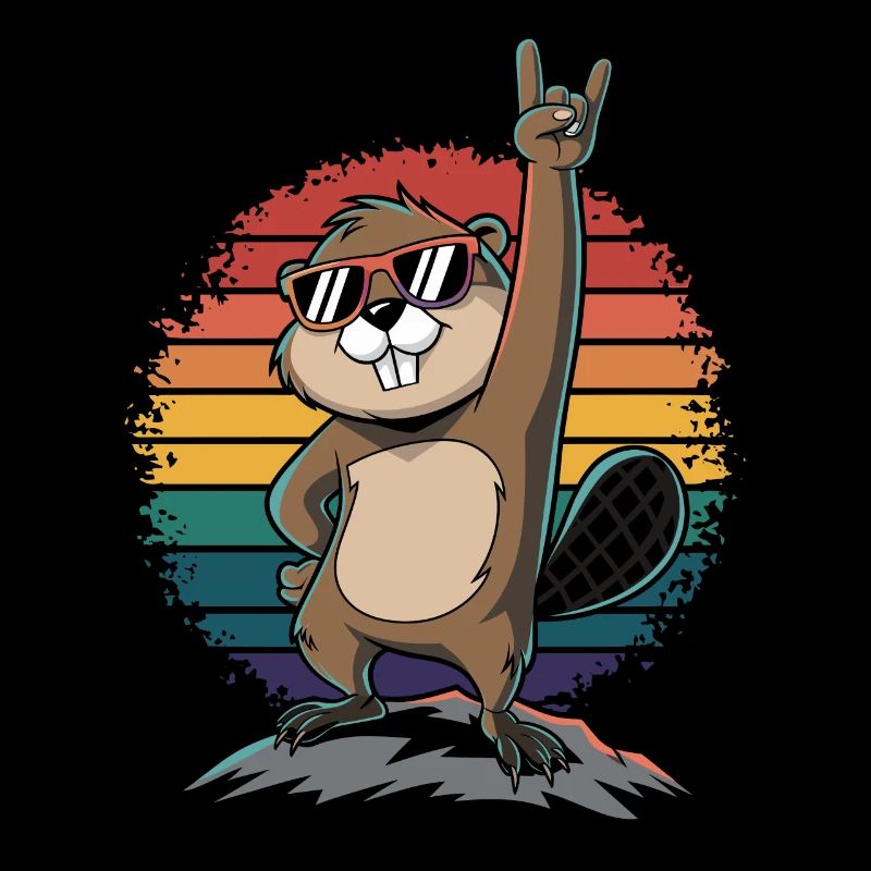 Cooler Biber Mit Sonnenbrille Auf Regenbogen