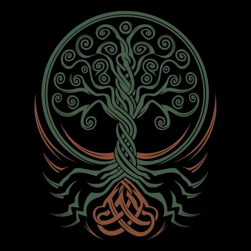Arbre de vie néo-celtique aux racines entrelacées