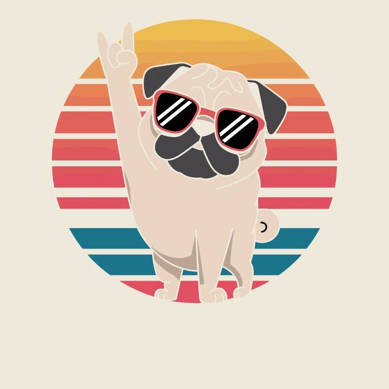 Retro Pug Mit Sonnenbrille Rockt Die Bühne