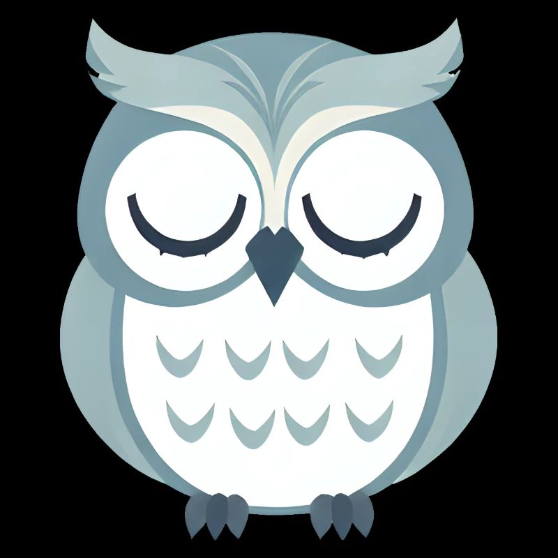 Sleepy Gray Owl Perched on Branch