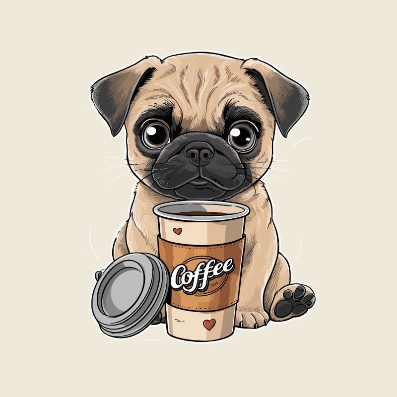 Mops Hundehalter Mops Liebe Kaffee