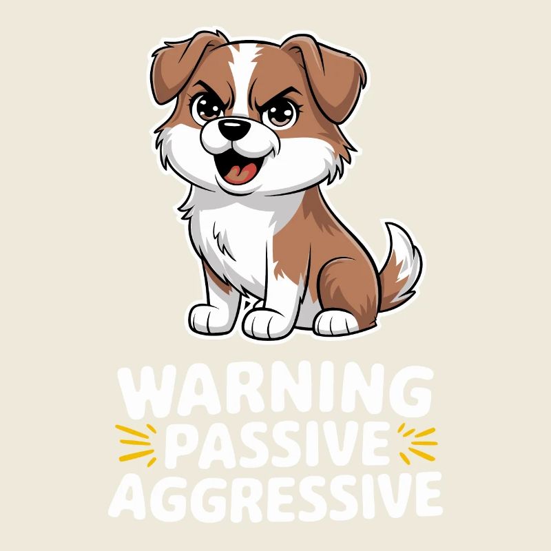 Warning Passive Aggressive Dog Illustration