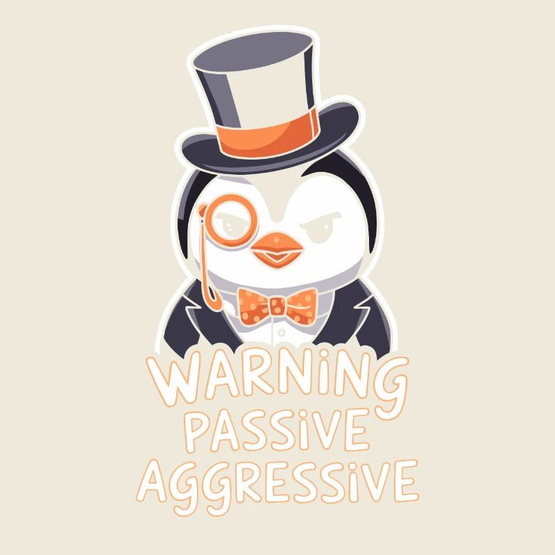 Penguin With Monocle Warning Passive Aggressive