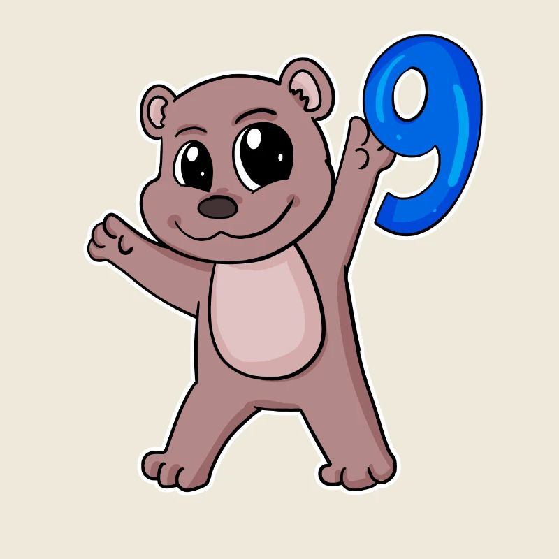 Ours motif 9e anniversaire - 9 ans