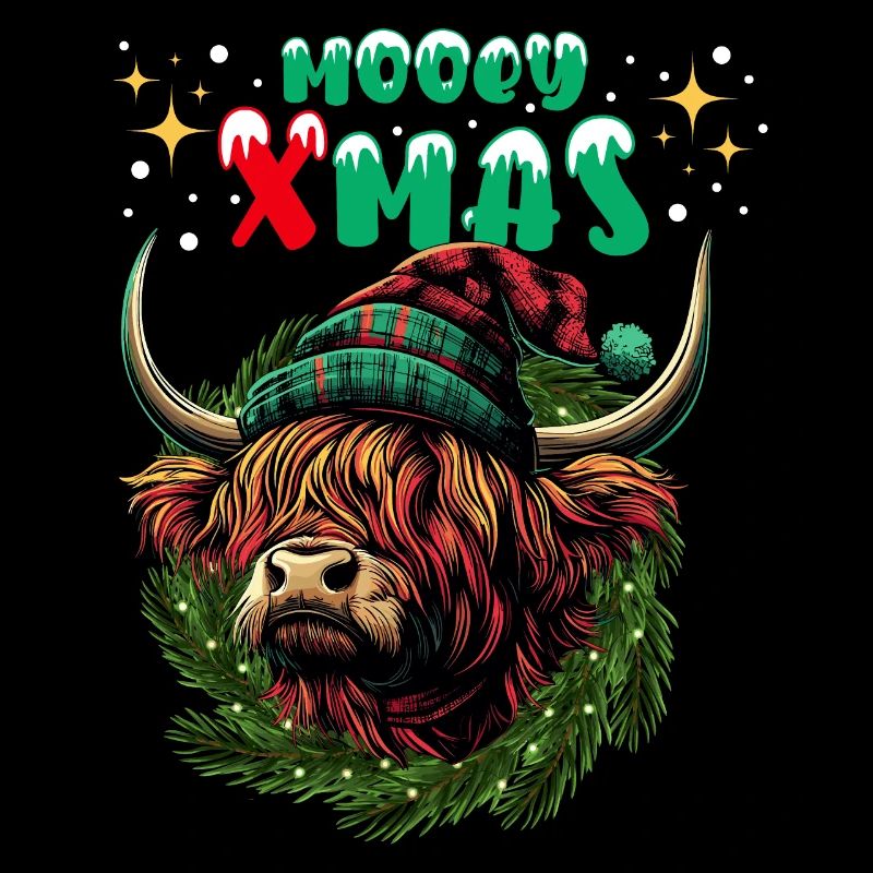 Mooey Noël Ecossais Highland Bovins Vache Drôle