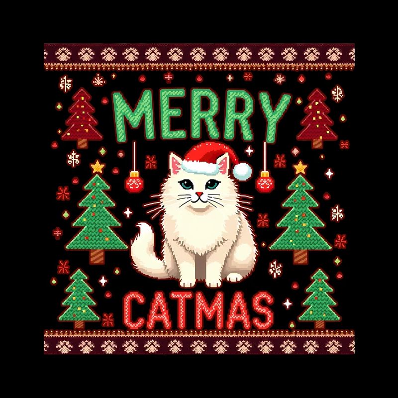 Merry Catmas – Katze mit Weihnachtsgeschenk