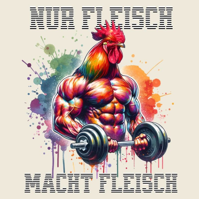 Nur Fleisch macht Fleisch Hahn Gym Spruch