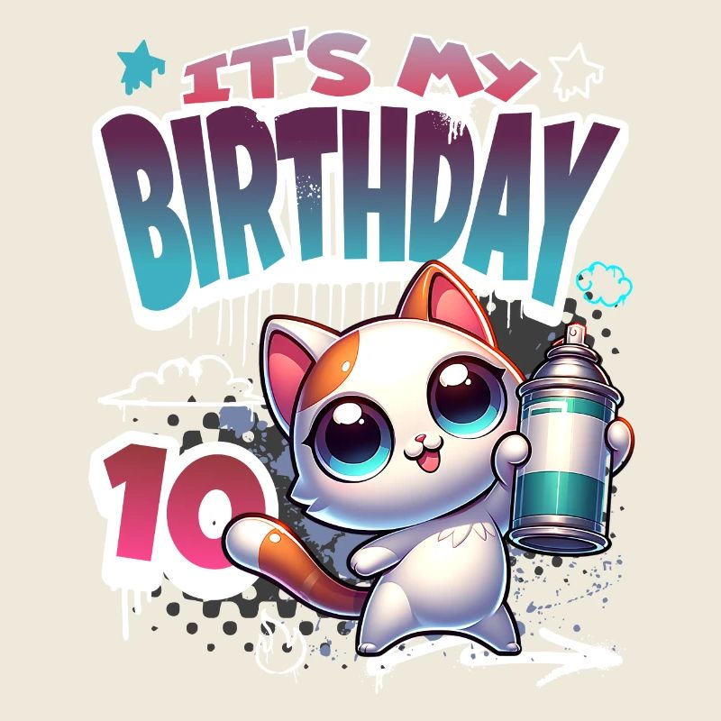 10th Birthday Cat Graffiti