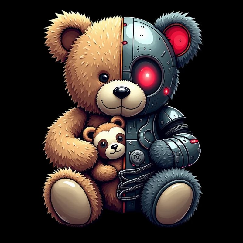 Lustige Roboter Tech Teddybär Cyborg Tier Bär