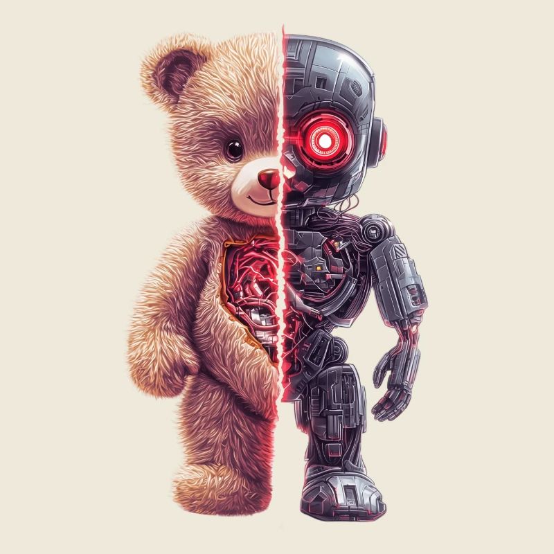 Lustige Roboter Tech Teddybär Cyborg Tier Bär