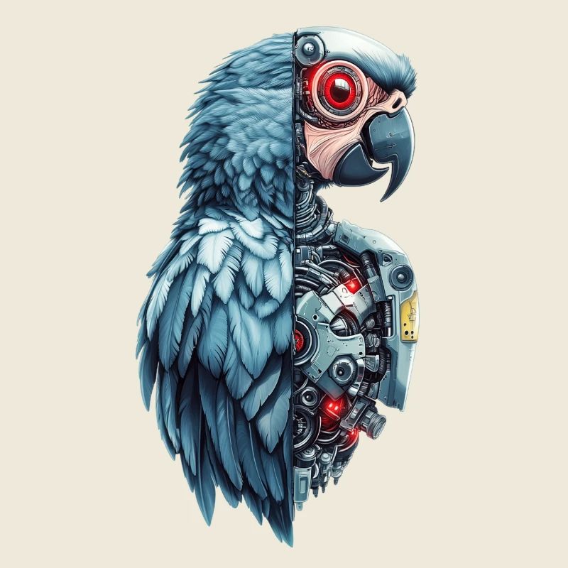 Drôle Robot Art Perroquet Cyborg Oiseau Perroquet