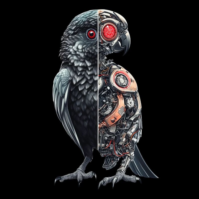 Funny Robot Art Parrot Cyborg Bird Parrot