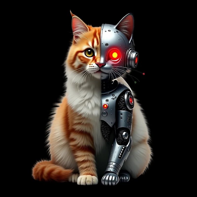 Drôle Robot Chat Tech Chats Cyborg Animal Chat