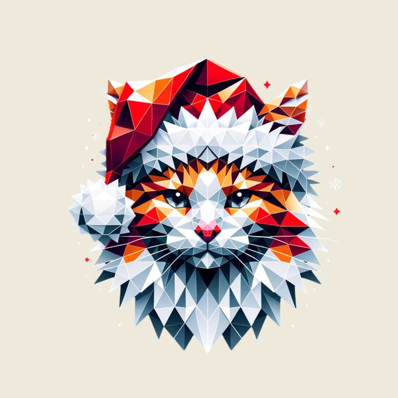 Polygon Design - Cat Cat with Santa Hat