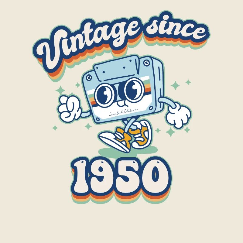Vintage Since 1950 Cassette classique 75e anniversaire