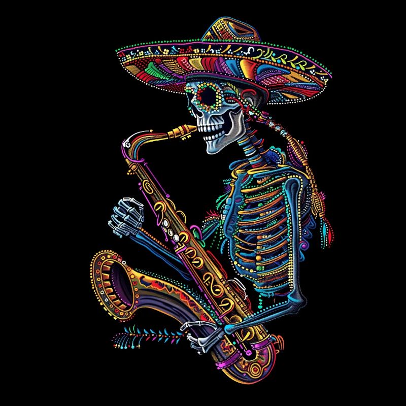 Saxophone Mexican Skeleton