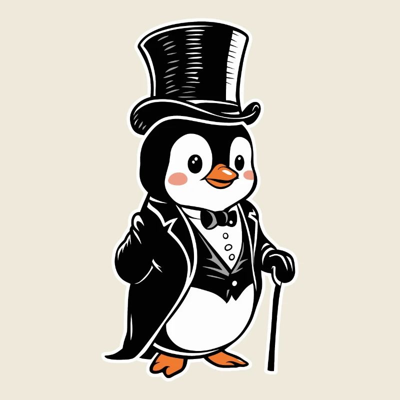 Eleganter Pinguin Im Smoking Mit Zylinder