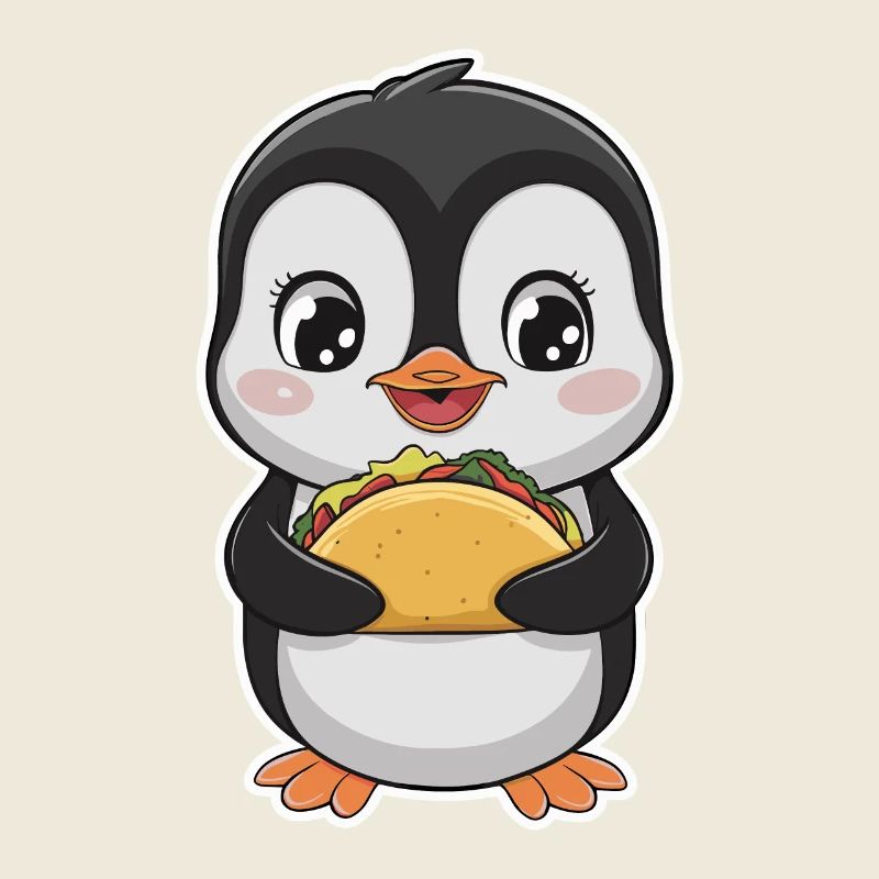 Niedlicher Pinguin Mit Taco