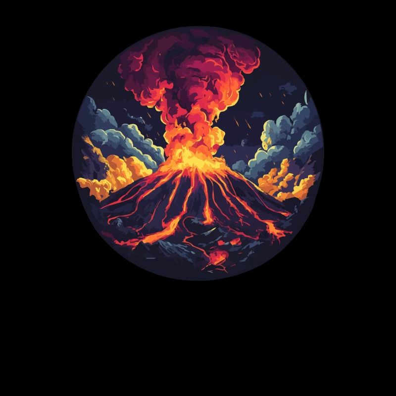 Dramatischer Vulkan Ausbruch mit Feuer und Rauch