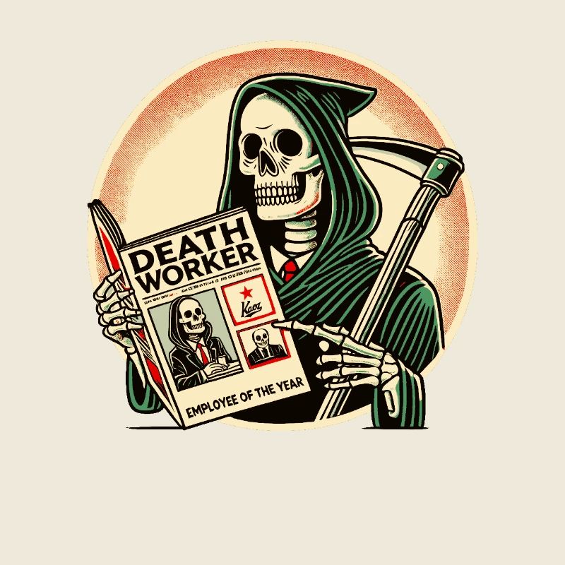 Sensenmann liest Death Worker Magazin