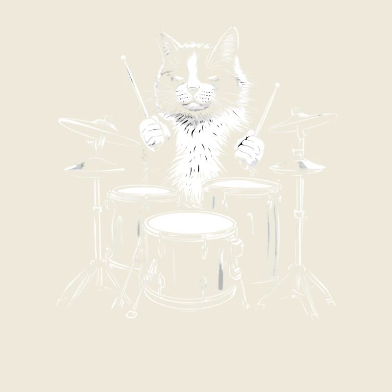 Cat Drummer Illustration: Cool Cat On