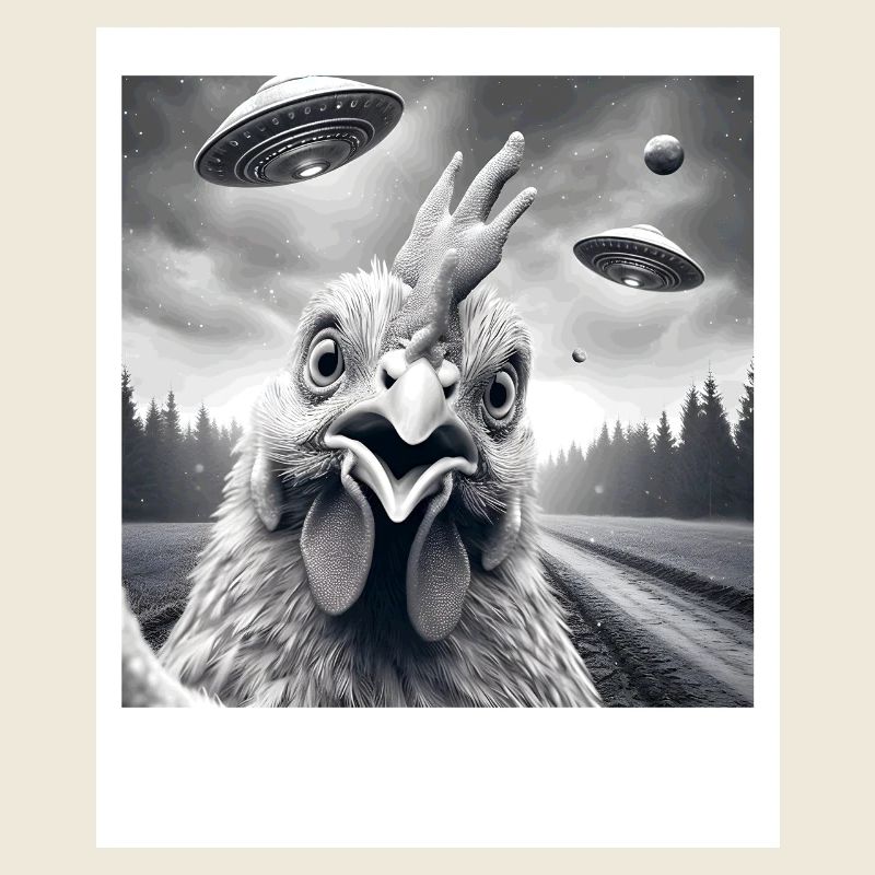 Poulet Coq Drôle Selfie graphique avec OVNI Wei