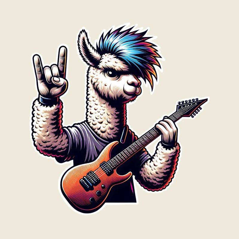 Alpaca Guitariste de Rock and Roll