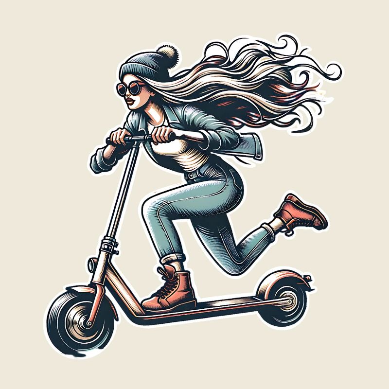 E-Scooter E-Roller Frau Scooter