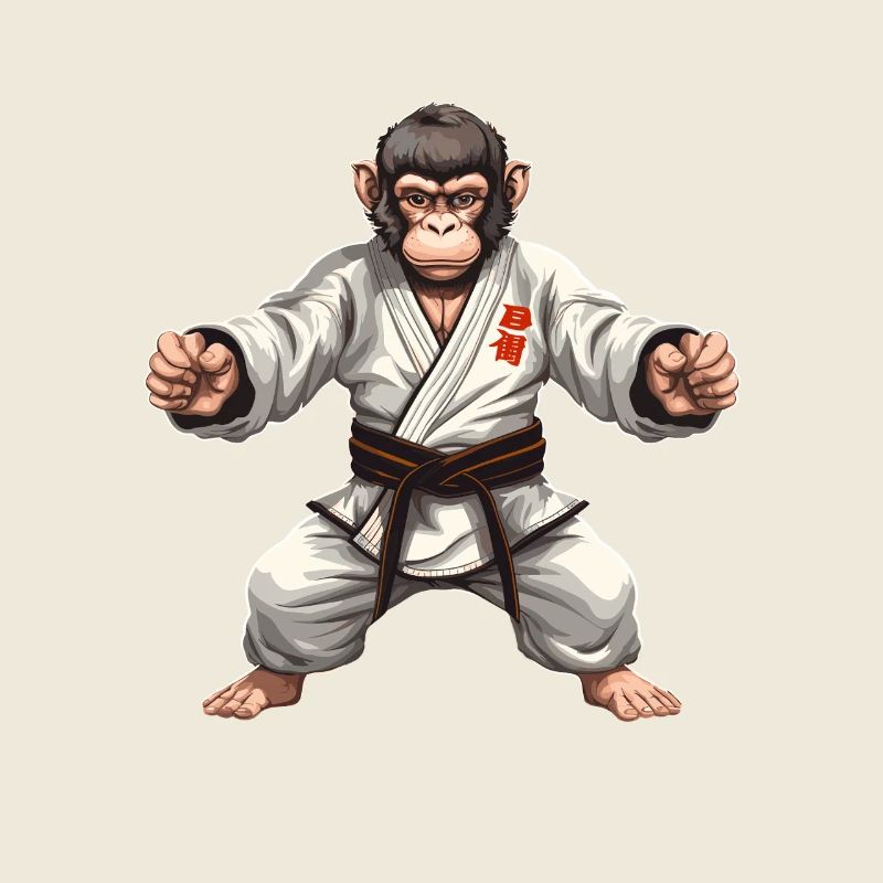 Karate Judo Affe Schimpanse Kampfsport