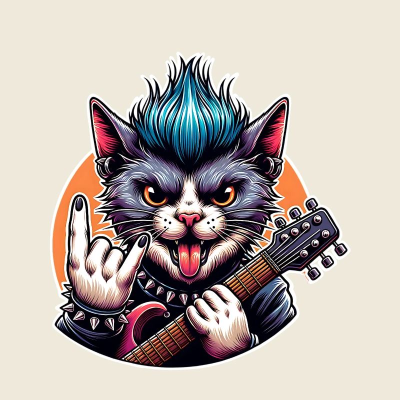 Cat Rock and Roll Guitarist