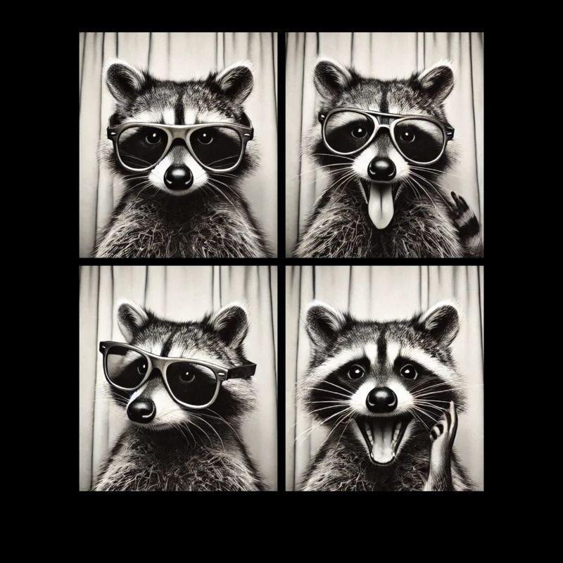 Fotobox Waschbär mit Sonnenbrille
