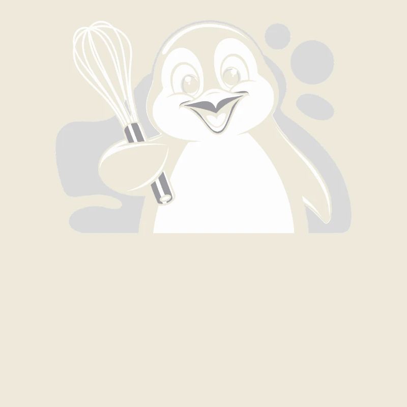 Cheerful penguin with whisk in hand