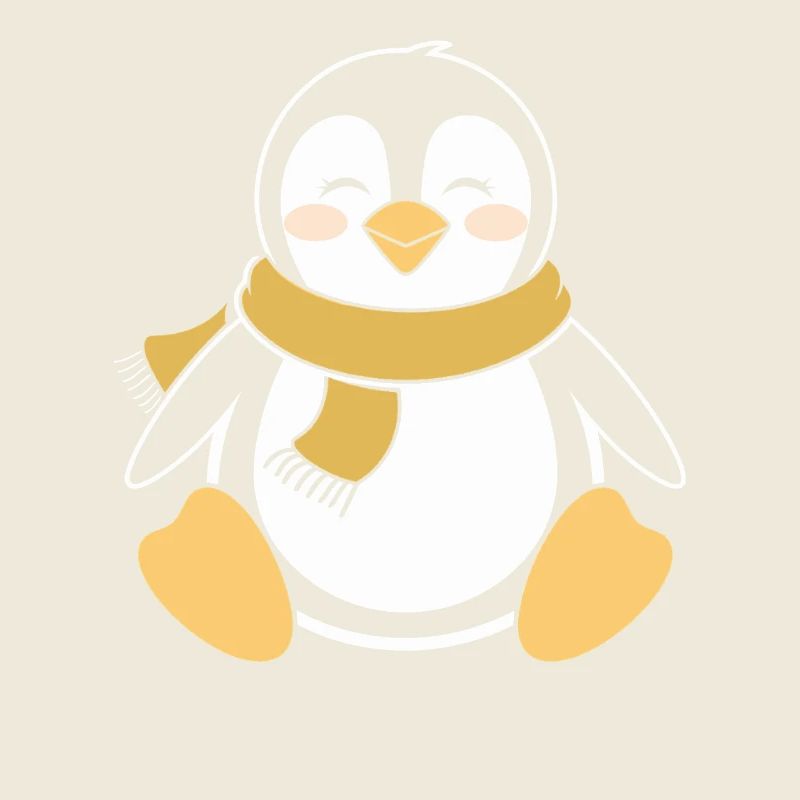 Cheerful penguin with scarf for winter friends