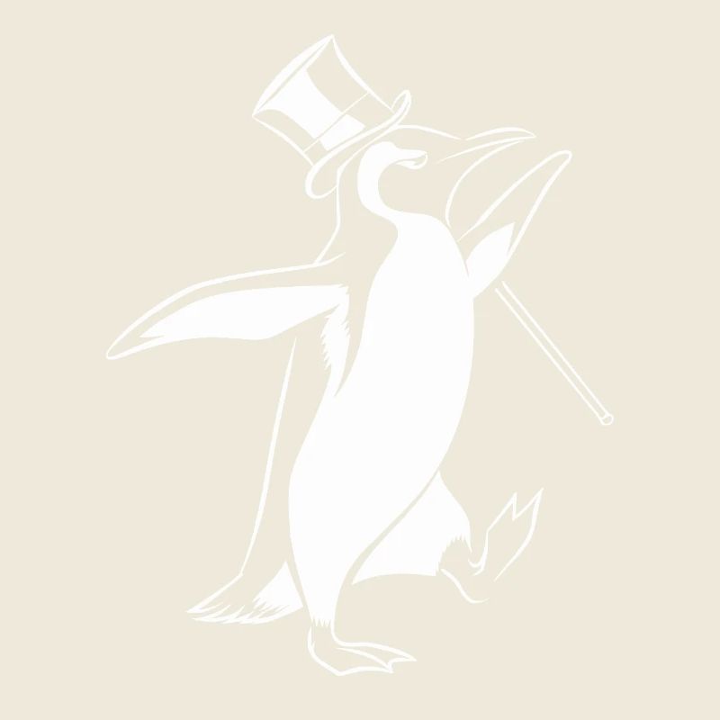 Elegant penguin with top hat and walking stick