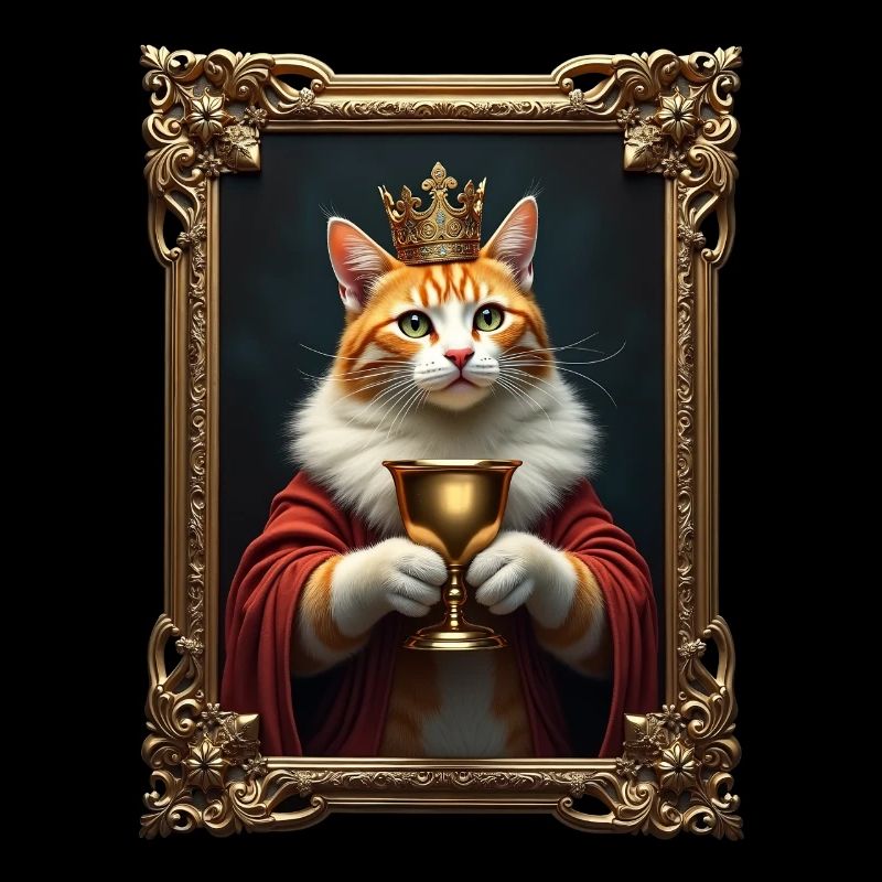 Medieval Cat in Picture Frame Art Crown