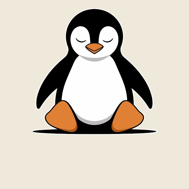 Relaxed Penguin Meditation Cartoon