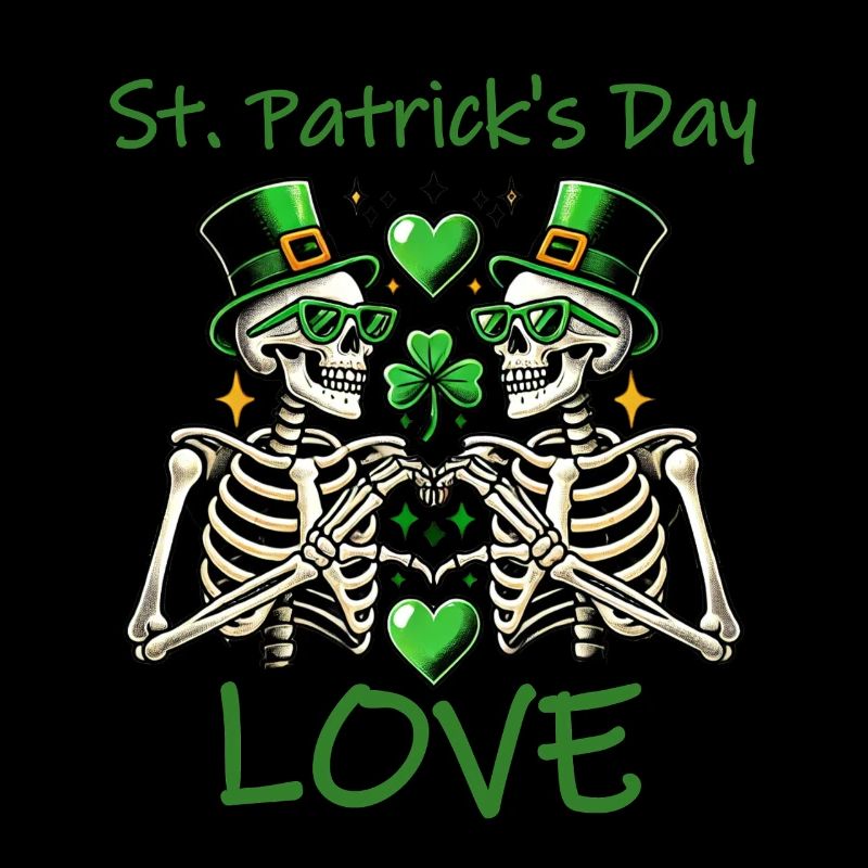 Amour de la Saint-Patrick - Squelette Coeurs Design
