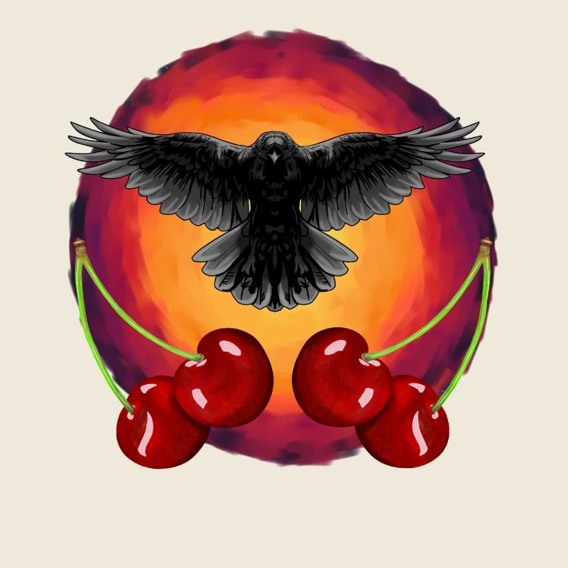 Rockabilly Crow Crows Cherry Cherries Fruit