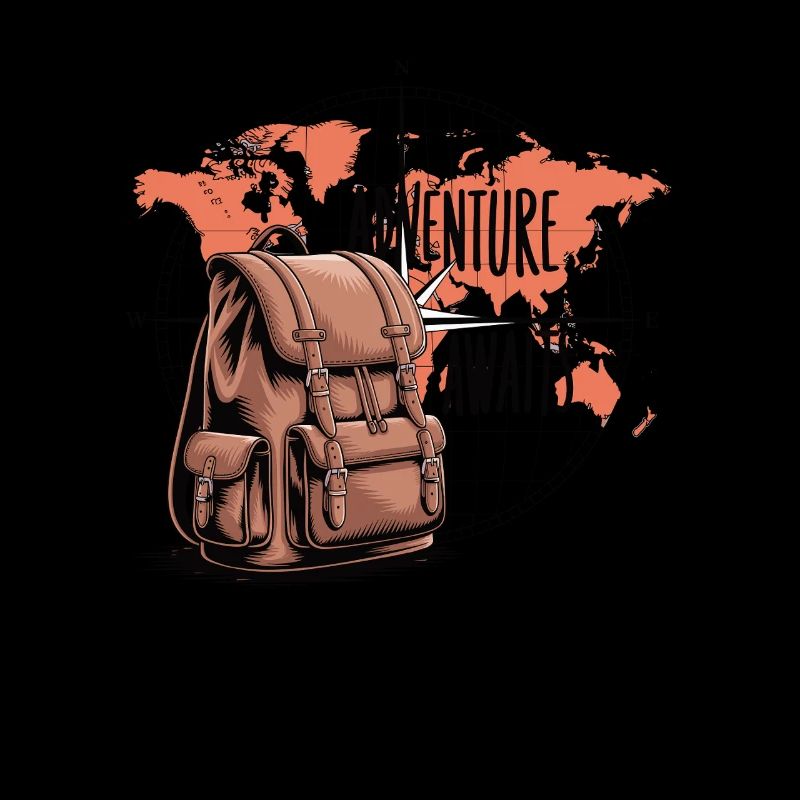 Adventure Awaits – Compass & Backpack