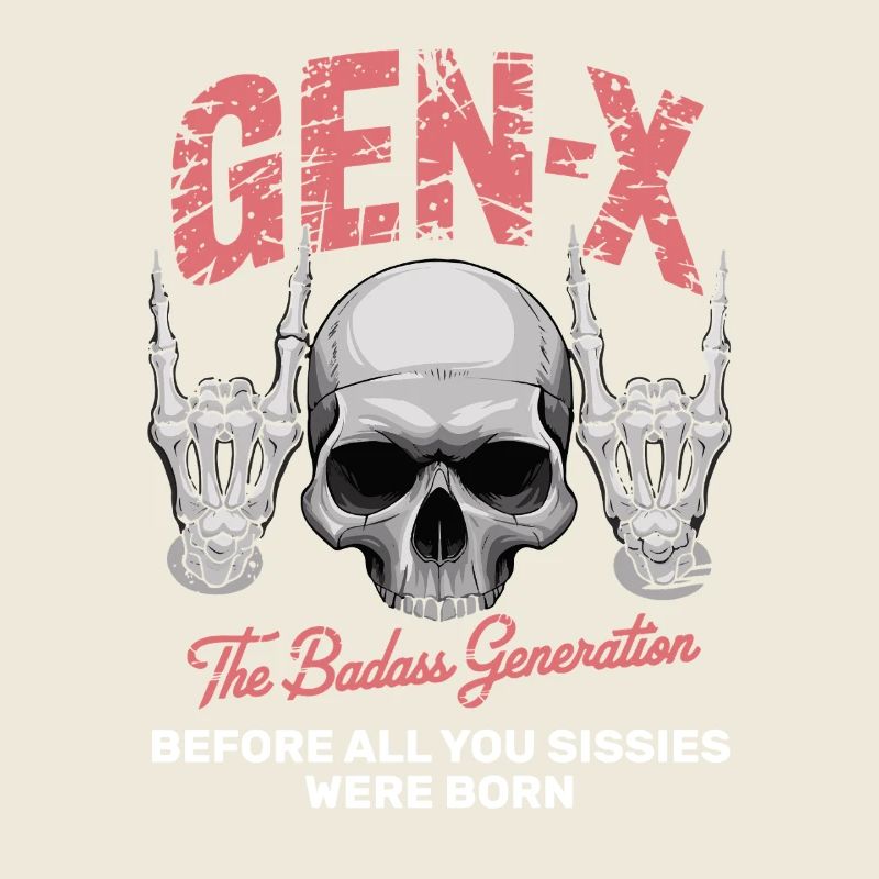 Sarcasm Gen X Badass Skull Retro Design