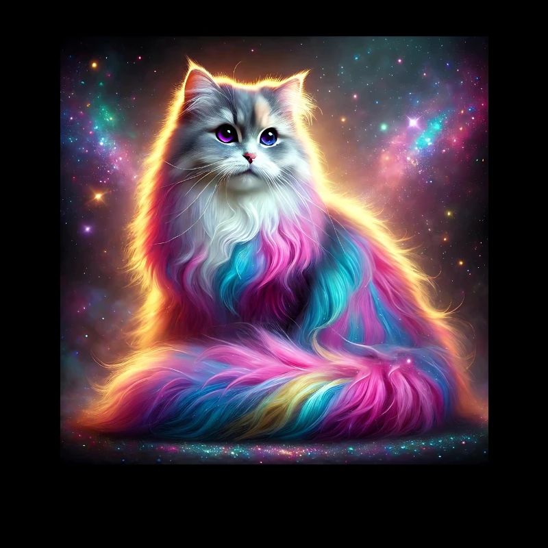 Magische Galaxy Katze mit Regenbogenfell
