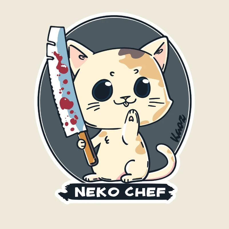 Neko Chef – Cheeky Cat with Chef's Knife