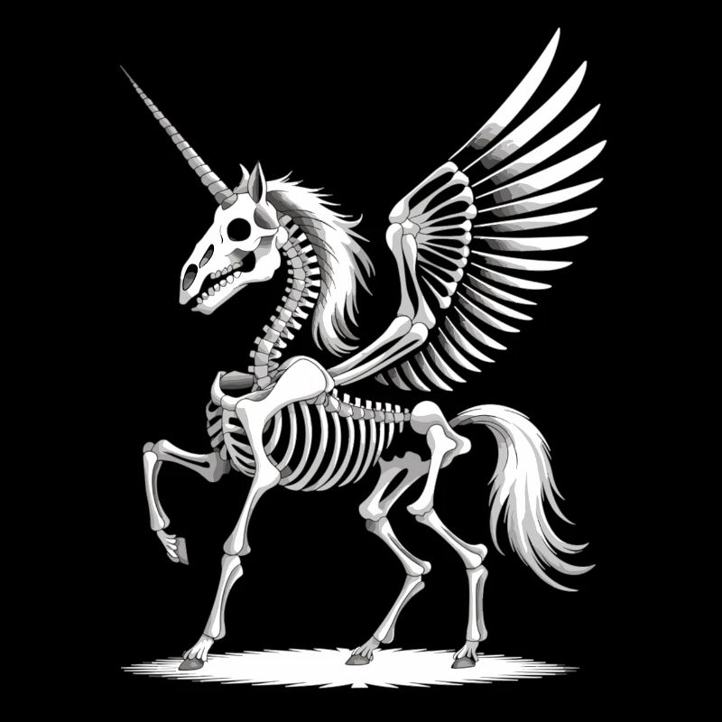 Skelett-Einhorn mit Flügeln