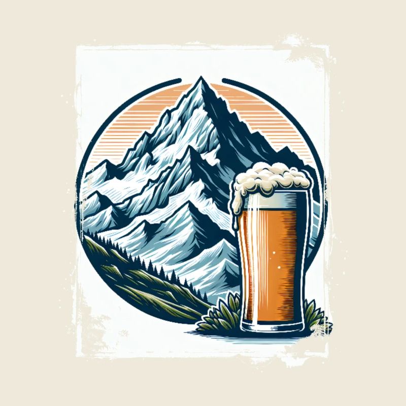 Mountain and Beer Nature Motif