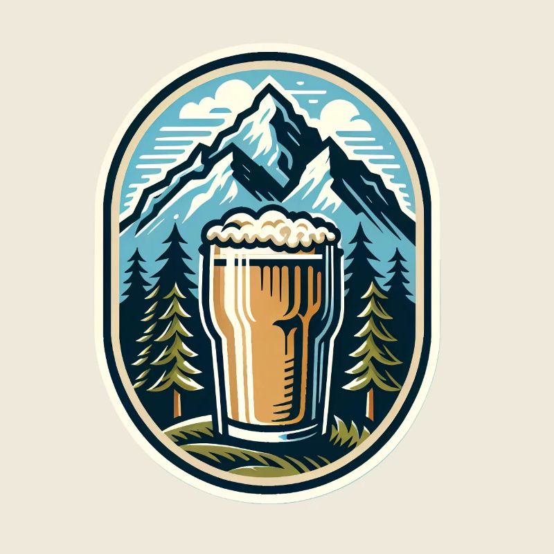 Berg Panorama mit Bierglas