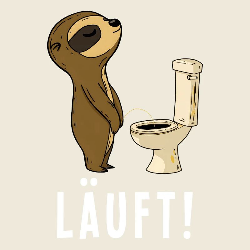 Faultier Pinkelt Morgen Lustiger Spruch Läuft