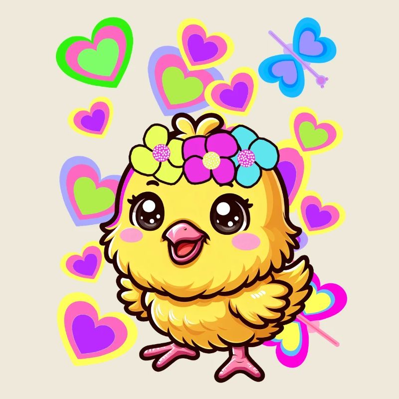 Easter Spring Chick Retro 80s 90s Kids Chicken